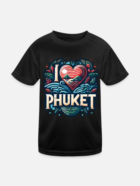 I love Phuket - Kinder Funktions-T-Shirt - Schwarz - Vorne