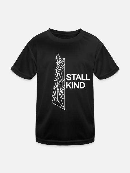 Stall Kind Pferde Mensch Geometrie Horse - Kinder Funktions-T-Shirt - Schwarz - Vorne