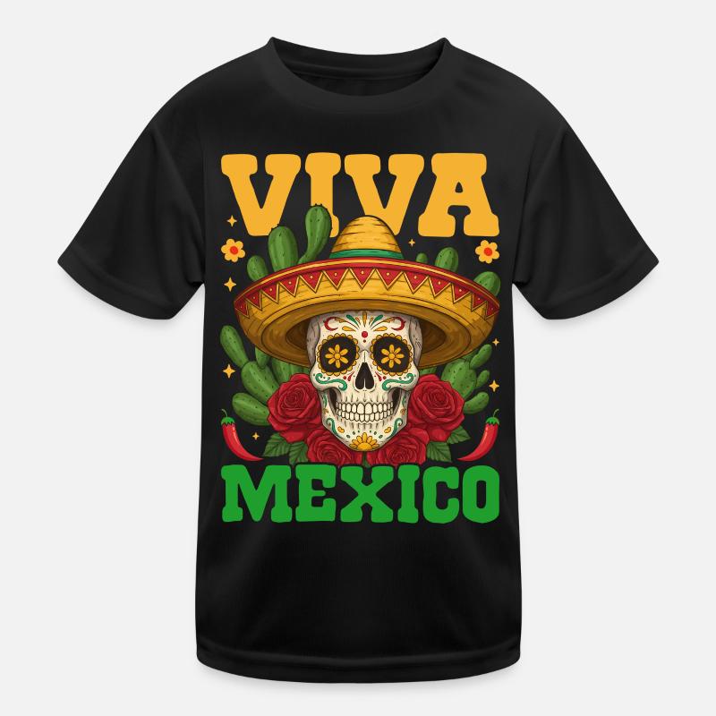 Viva Mexico - Kinder Funktions-T-Shirt - Schwarz
