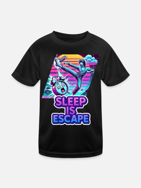 Le sommeil, c’est l’évasion – Le sommeil est la seule issue de secours - T-shirt sport Enfant - noir - Devant