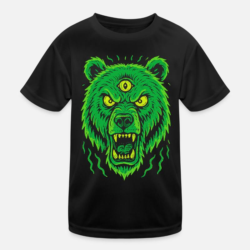 Wilder Bär mit drittem Auge Neonstil Kinder Funktions-T-Shirt