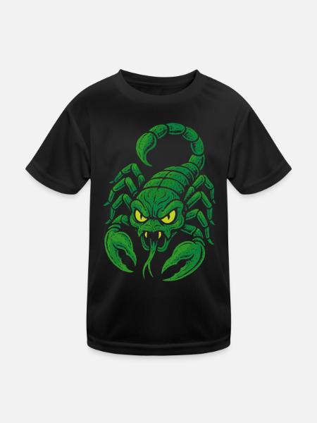 Giftgrüner Skorpion im Comicstil - Kinder Funktions-T-Shirt - Schwarz - Vorne