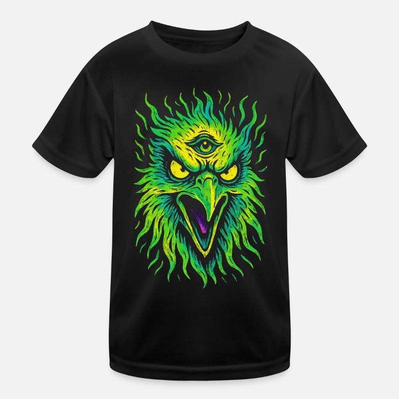 Psycho Bird with Third Eye Neon Eagle Kids Functional T-Shirt