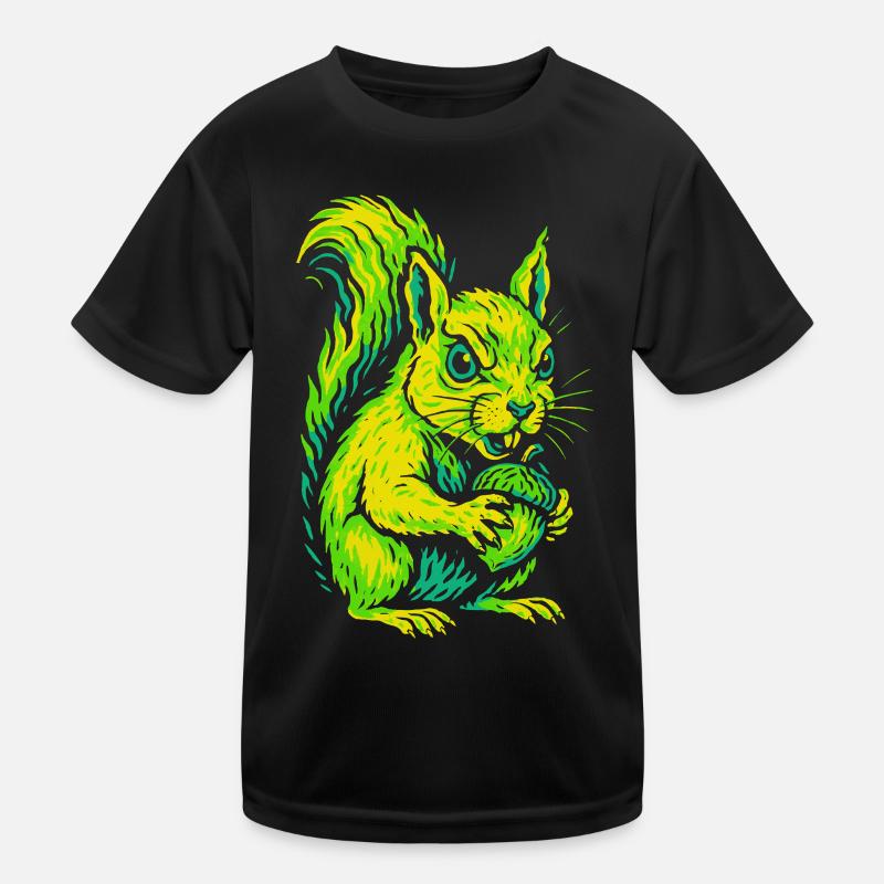 Wütendes Neon-Eichhörnchen mit Nuss Kinder Funktions-T-Shirt