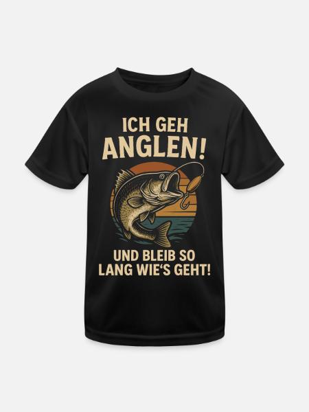 Angler Sprüche Fischen Geschenk Idee - Kinder Funktions-T-Shirt - Schwarz - Vorne