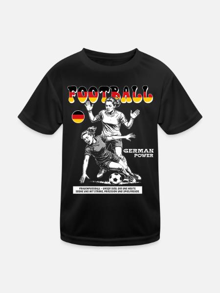 Germany Fußballspielerin Shirt: Foul mit Ansage - Kinder Funktions-T-Shirt - Schwarz - Vorne