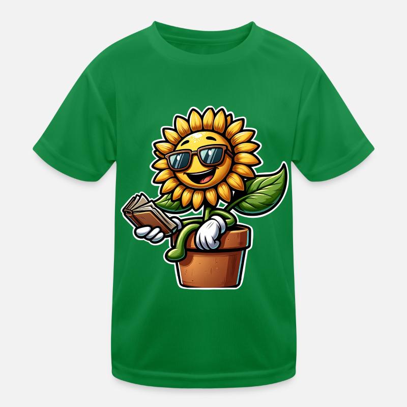 Sunflower Book Reading Kids Functional T-Shirt