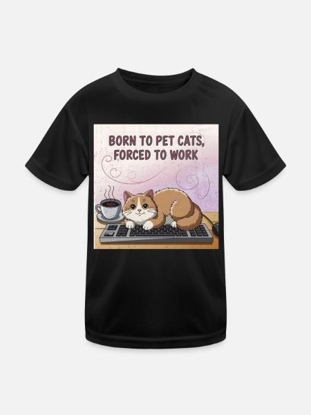 Katzenliebhaber Arbeiter - Kinder Funktions-T-Shirt - Schwarz - Vorne