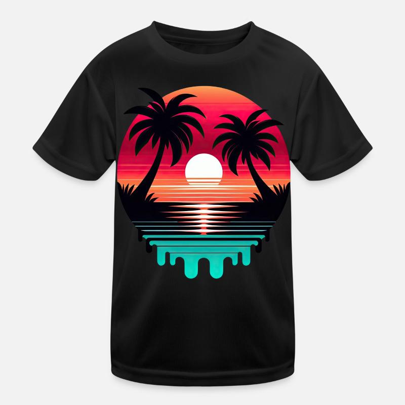 Sunlight summer vibes palm trees beach Kinder Funktions-T-Shirt
