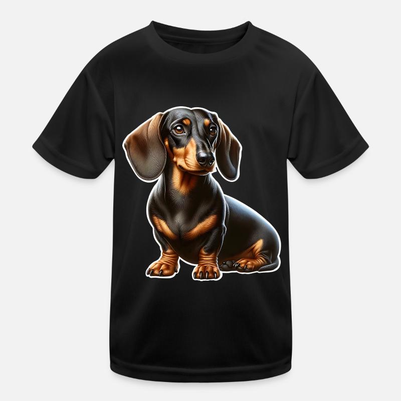 Dackel - Kinder Funktions-T-Shirt - Schwarz