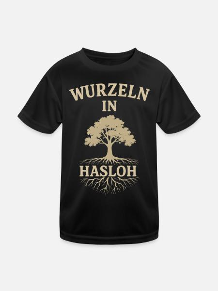 Hasloh Shirt Heimat Norddeutschland Lokal - Kinder Funktions-T-Shirt - Schwarz - Vorne
