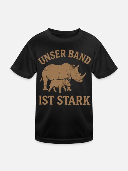 Nashorn Liebe Eltern Kinder Verbindungsshirt - Kinder Funktions-T-Shirt - Schwarz - Vorne