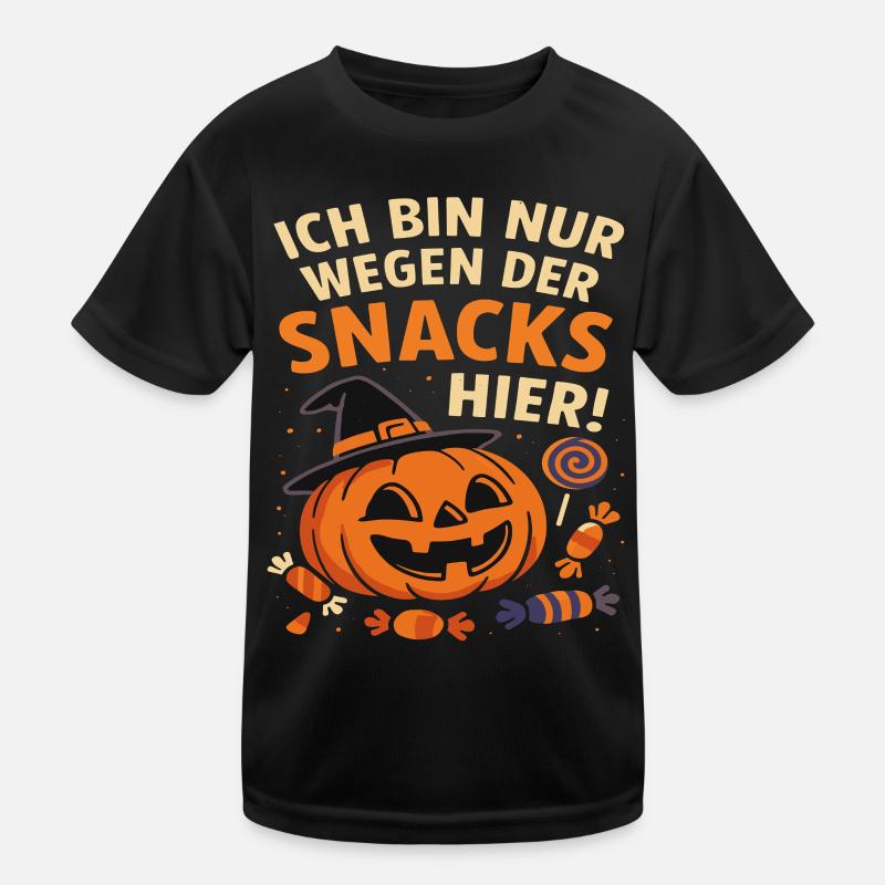 Halloween Pumpkin Saying Snacks Party Kids Functional T-Shirt