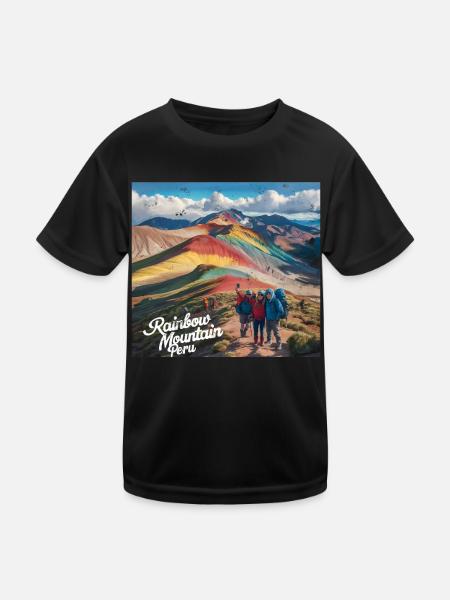 Montagne arc-en-ciel, Pérou - T-shirt sport Enfant - noir