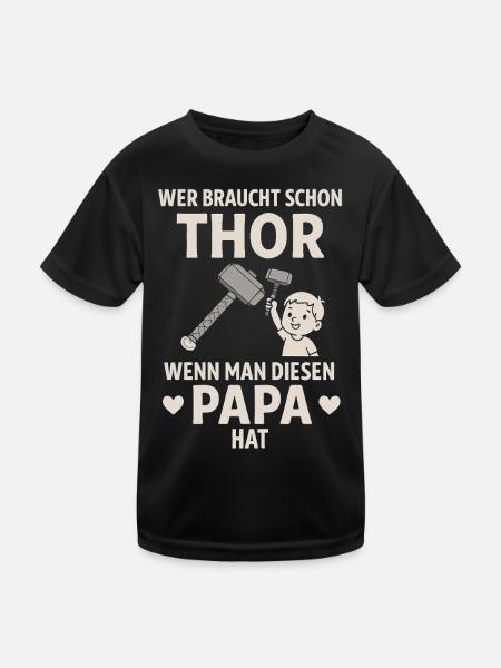Thor Hammer Dad Father's Day Love Father Son Daughter - Kids Functional T-Shirt - black - Front