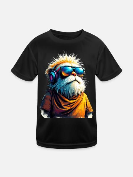 Dj Meerkat with Sunglasses T-Shirt - Kids Functional T-Shirt - black - Front
