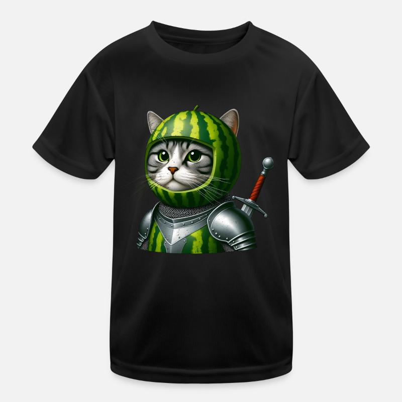 Wassermelonen Katze Ritter Kinder Funktions-T-Shirt
