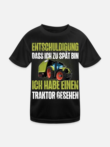 Traktor Lustiger Spruch - Kinder Funktions-T-Shirt - Schwarz