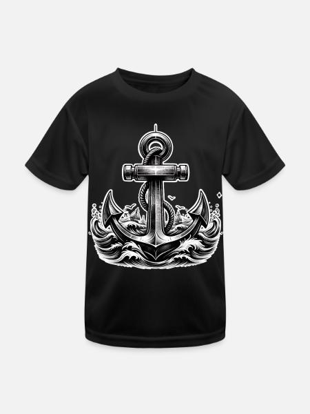 Anker - Kinder Funktions-T-Shirt - Schwarz - Vorne