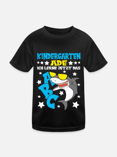 Schulkind Schulanfang Hai Einschulung Junge - Kinder Funktions-T-Shirt - Schwarz - Vorne