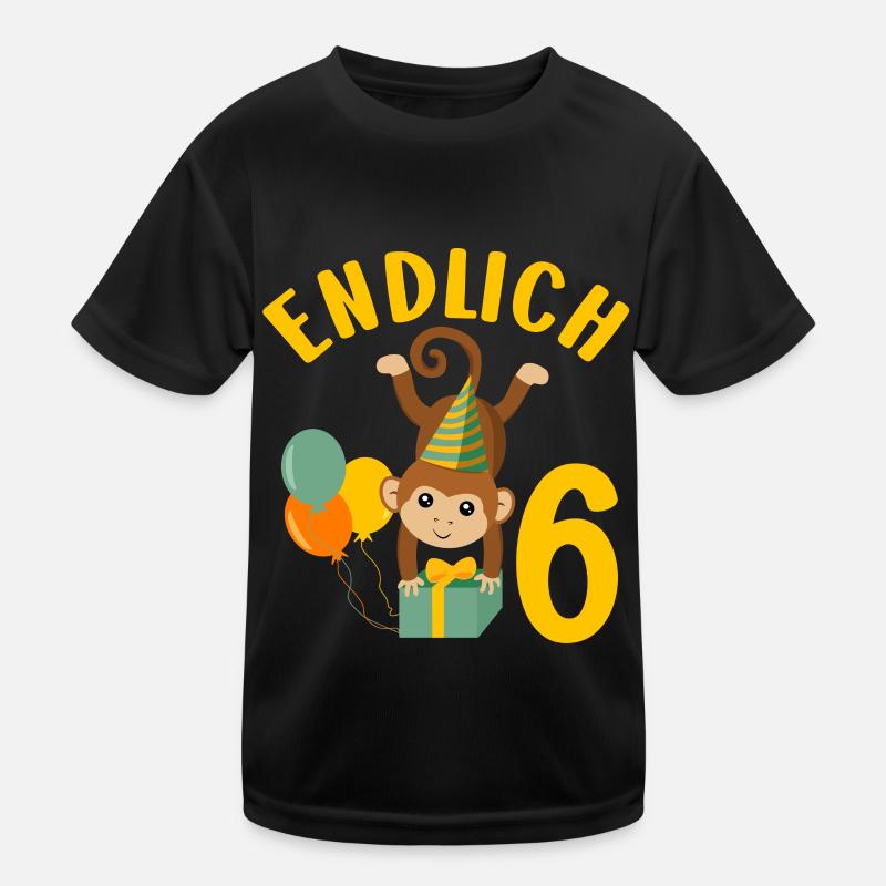 6. Geburtstag Geschenk Endlich sechs Jahre Affe Kinder Funktions-T-Shirt