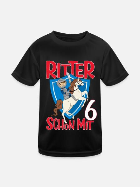 Ritter Geburtstagsmotiv 6 Jahre Jungen Geschenk - Kinder Funktions-T-Shirt - Schwarz - Vorne