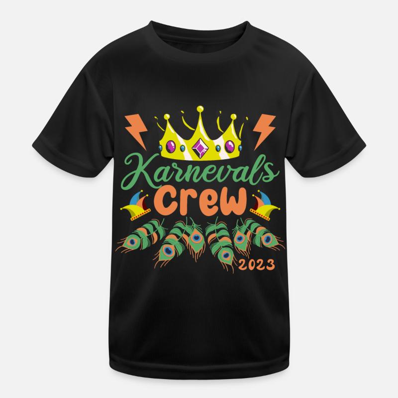 Carnival Crew 2023 | Crown and peacock feathers Kids Functional T-Shirt