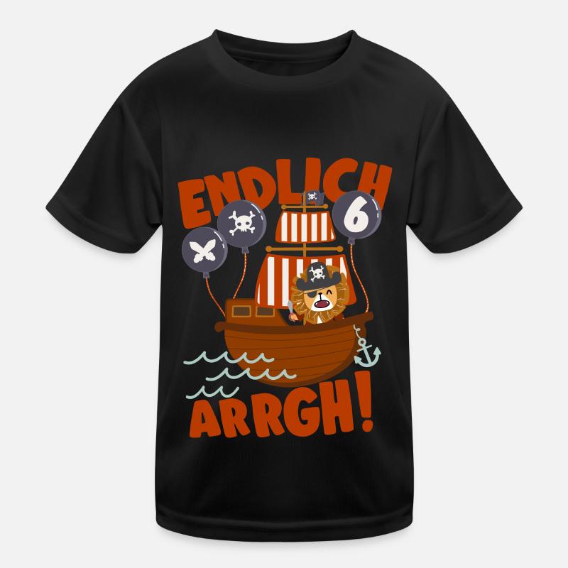 Piratenschiff Endlich 6 Jahre Junge Geburtstagidee Kinder Funktions-T-Shirt