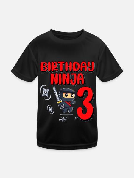 Birthday Ninja 3 Years Old Bday Party Gift Ninja - Kids Functional T-Shirt - black - Front