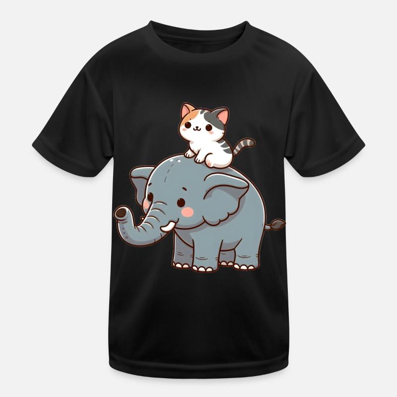 Katze reitet Elefant Kinder Funktions-T-Shirt