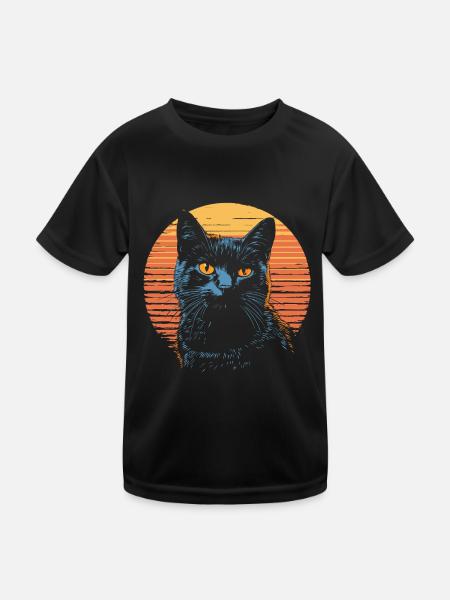 Chat Bleu Russe Vintage - T-shirt sport Enfant - noir - Devant