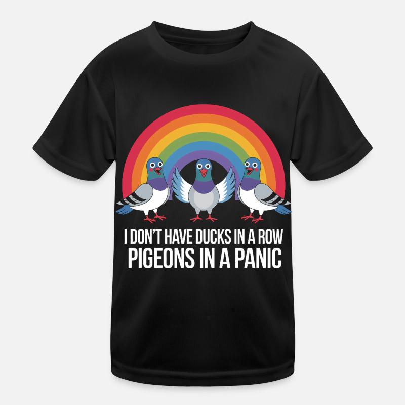 Pigeon Panic Humor Kinder Funktions-T-Shirt