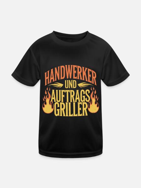 Handwerker und Auftragsgriller - Kinder Funktions-T-Shirt - Schwarz - Vorne
