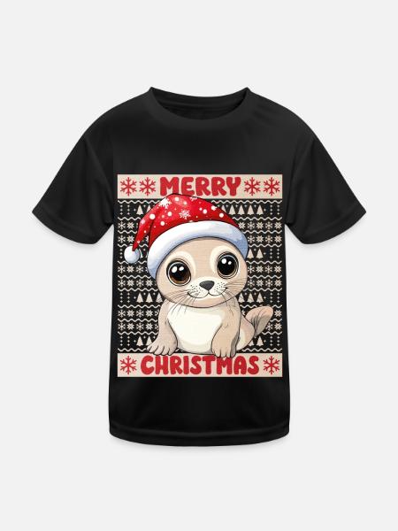 Seal Seal Ugly Christmas Christmas Xmas Sweet - Kids Functional T-Shirt - black