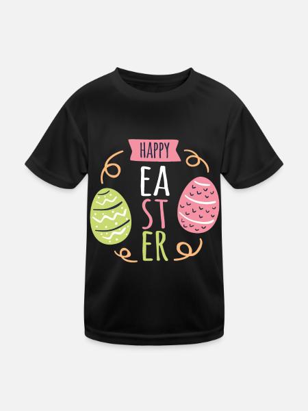 Ostern - Kinder Funktions-T-Shirt - Schwarz - Vorne