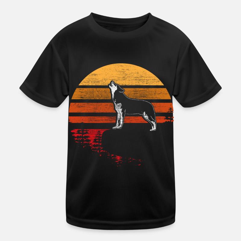 Wolf Howling Pack Animal Gift Kids Functional T-Shirt