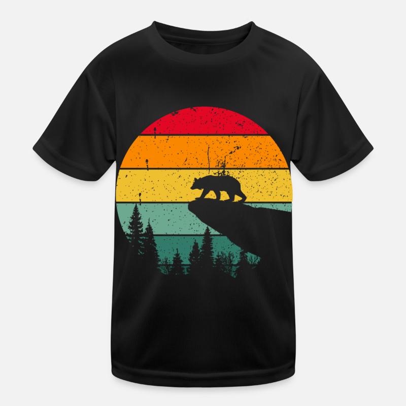 Vintage Retro Bear Comic Wilderness Brown Bear Kids Functional T-Shirt