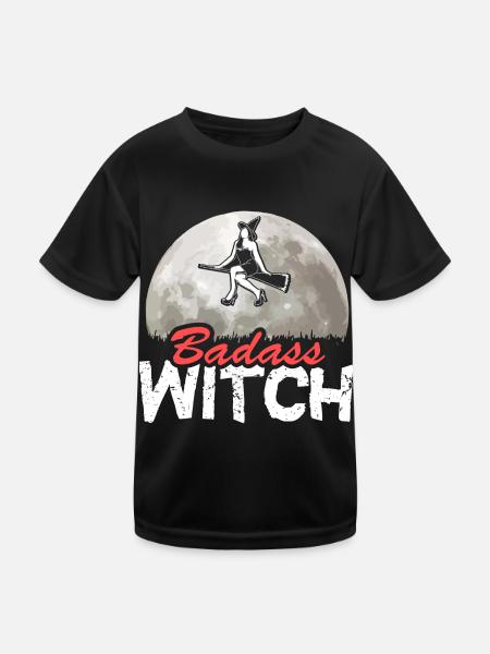 Halloween Hexe Hexen Oktober Geschenk - Kinder Funktions-T-Shirt - Schwarz - Vorne