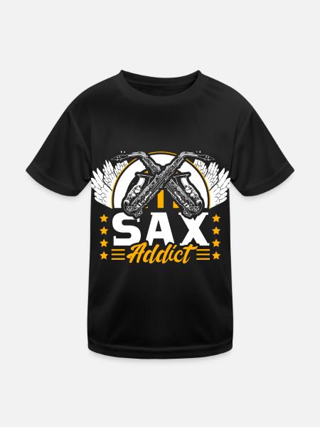 Saxophone Instrument de musique Idée cadeau musical - T-shirt sport Enfant - noir - Devant