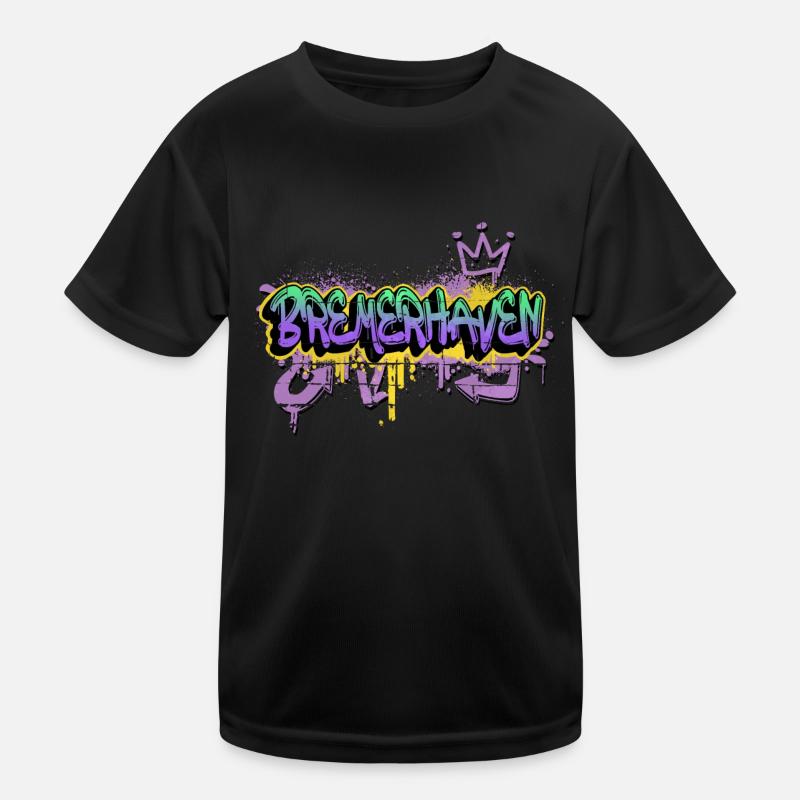 Bremerhaven Deutschland Graffiti Spray Sprayer - Kinder Funktions-T-Shirt - Schwarz