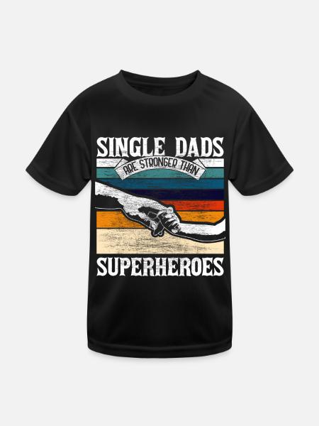 Single Father Papa Gift Idea - Kids Functional T-Shirt - black - Front