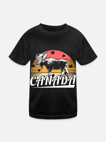 Kanada Elch Nation - Kinder Funktions-T-Shirt - Schwarz - Vorne
