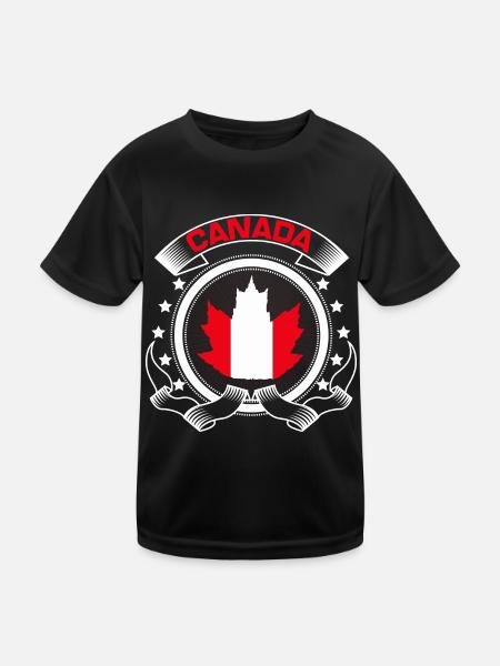 Canada Canadian Flag Gift Idea - Kids Functional T-Shirt - black - Front
