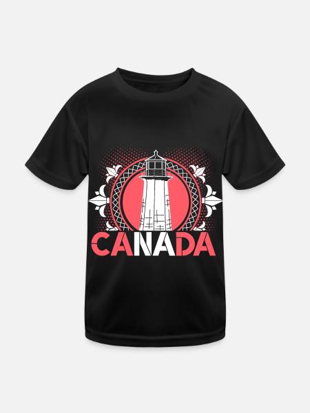 Kanada Ahornblatt - Kinder Funktions-T-Shirt - Schwarz - Vorne