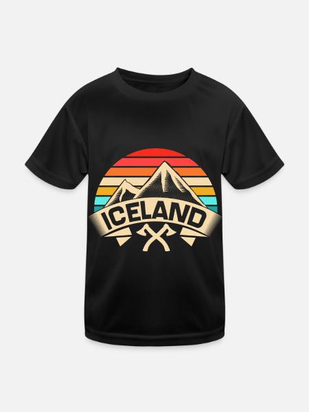 Island Reykjavik Geschenkidee - Kinder Funktions-T-Shirt - Schwarz - Vorne