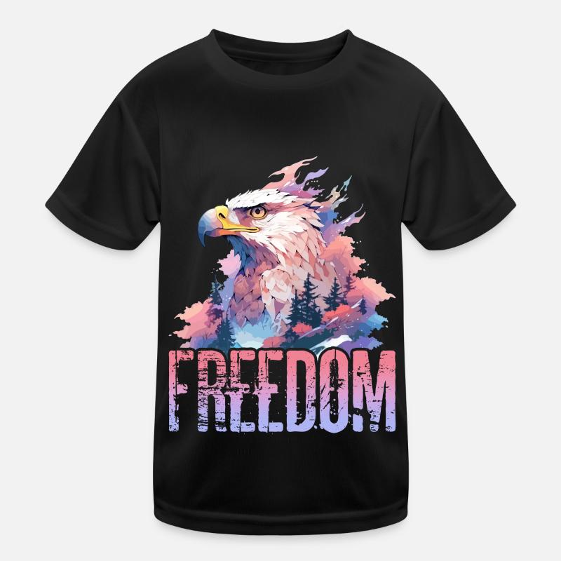 Eagle Freedom Eagle Head Nature Wilderness Trees Montagnes T-shirt sport Enfant
