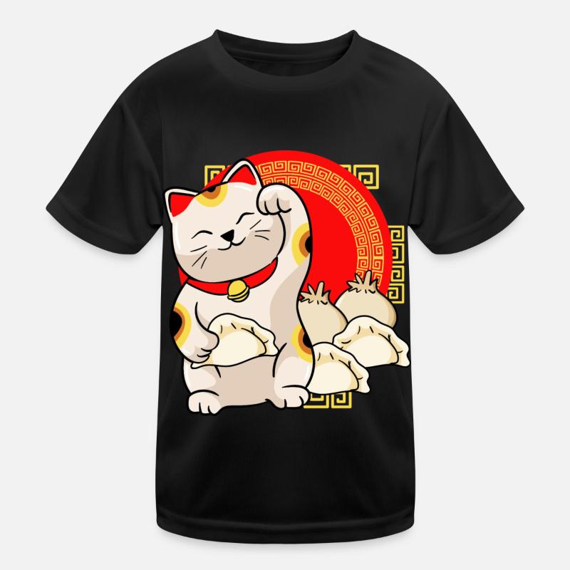 Lucky Cat And Dumplings - Kids Functional T-Shirt - black
