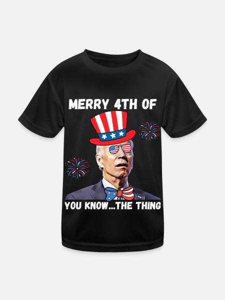 Biden étourdi, joyeux 4ème d’entre vous sait - T-shirt sport Enfant - noir - Devant