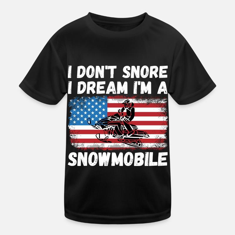 Ich schnarche nicht, ich träume im Schneemobil Kinder Funktions-T-Shirt