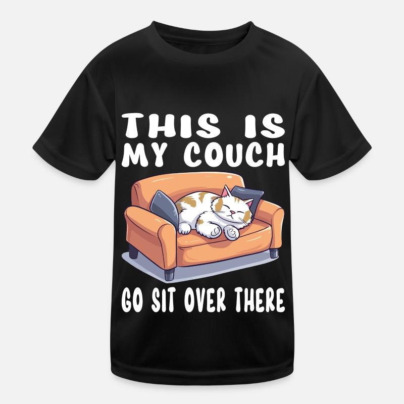 Cat, Couch, Sofa, Funny, Humor, Typical, Cartoon Kids Functional T-Shirt